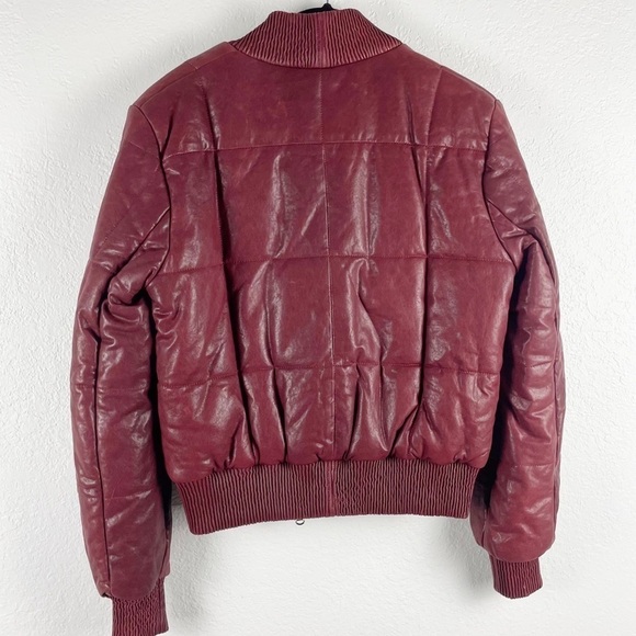 Veronica Beard Malin Quilted Leather Bomber Jacket Red Small Casual Fall Winter - Picture 3 of 6